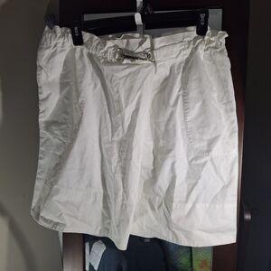 Lands' End White Paper Bag Waist Skirt With Heavy Clip Detail